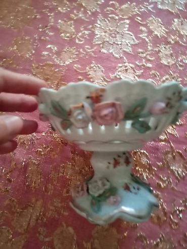 şirniyat qabi: - Porcelan dekorativ qab: Aşkarlı kənarlı, ayaqlı kompot/süfrə qabı — 2