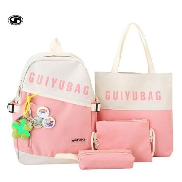 Rukzaklar: Dördlü və beşli çantalar dəsti. Dəstə bir ədəd rəngli və rəngli — 3