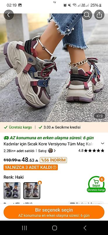 Qadın ayaqqabıları: Qadınlar üçün “Kore versiyası” idman ayaqqabısı - Rəng: Haki (boz — 3