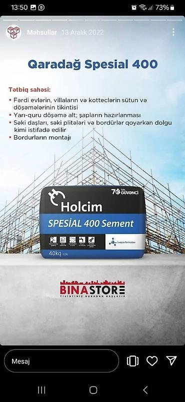 holcim satış: Holcim Sement, M-400, C-klass, Kredit var, Pulsuz çatdırılma — 3