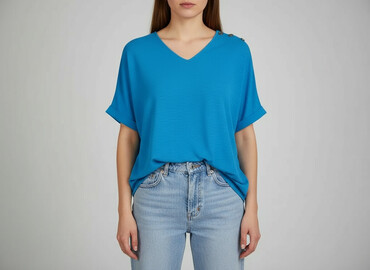 turkusowa bluzki: ITALY FASHION, Bluzka damska, rozmiar One size