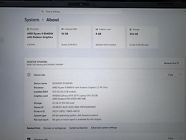 ASUS: Б/у ASUS TUF Gaming, 16 ", AMD Ryzen 9, 1 ТБ, Самовывоз, Платная доставка, Доставка в районы — 9