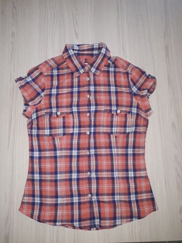 polo košulje: H&M, M (EU 38), Cotton, Plaid, color - Red