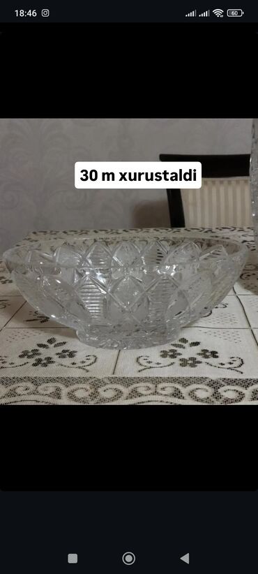 xrustal qab: Kristal meyvə/salat qabı - Material: xurustal (kristal şüşə) -