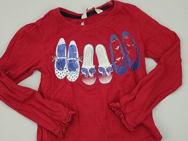 czerwona bluzka z falbankami: Bluza, 5-6 lat, 110-116 cm, stan - Bardzo dobry