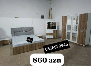 Yataq otağı dəstləri: İkinəfərlik çarpayı, Dolab, Termo, 2 tumba, Azərbaycan, Yeni — 19