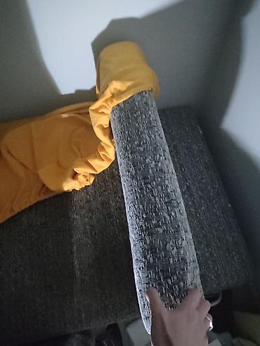 Sofe i kaučevi: Sofa/kauč s valjkastim naslonom – sivi melirani štof,Naslon se podiže — 1