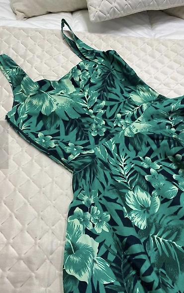 coco chanel perfume: Yay/yaz mövsümü üçün yaşıl tropik naxışlı qadın donu Zara:89 alınıb 15 — 2