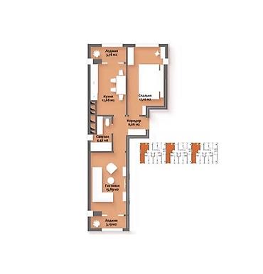 Продажа квартир: 2 комнаты, 62 м², Мед Академия Элитка, 4 этаж, ПСО (под самоотделку) — 6