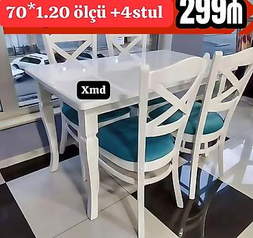 Masa və oturacaq dəstləri: Mətbəx masa dəsti - Dəst: 1 ədəd masa + 4 ədəd stul - Masa ölçüsü — 15