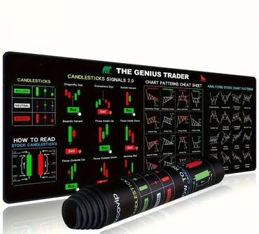 Mauslar: “The Genius Trader” treydinq mouse padi - Geniş səth: qara fonda — 2