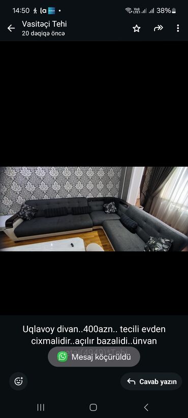 Divanlar: Künc divan, İşlənmiş, Çatdırılma yoxdur