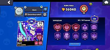 nar nomre qeydiyyat: Brawl Stars Hesab 56 min kupa 107 karakter 34 prestij Ay şöhreti 3 — 2