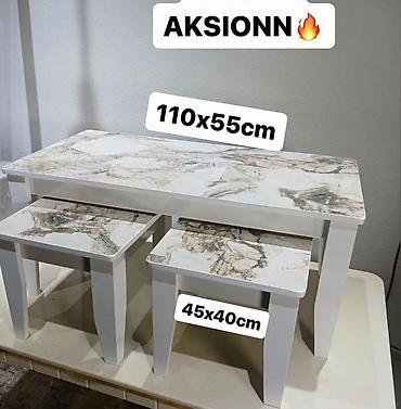 salon: Set klub sto + dve pomoćne klupe/stoliće - Moderan beli set sa — 1