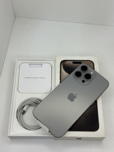 мобильные телефоны кнопочный: IPhone 15 Pro Max, Колдонулган, 256 ГБ, Natural Titanium, Кабель, Куту, 99 %