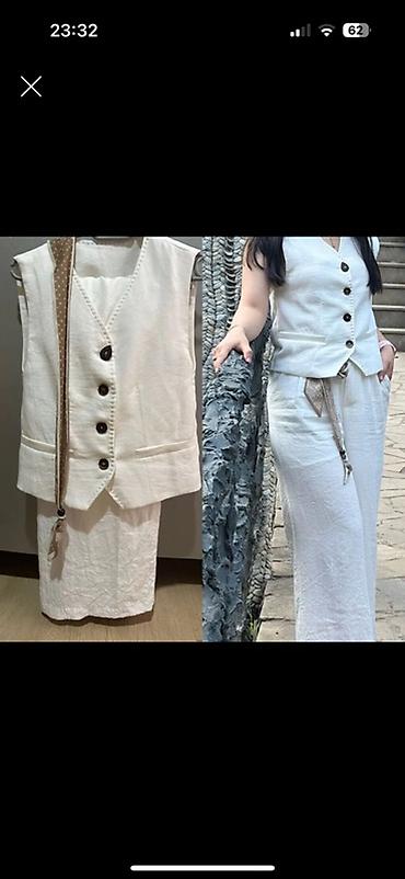 Qadınlar üçün iki hissəli dəst – krem/ağ rəngdə - Material: təbii lalafo.az -da — 1 Qadınlar üçün iki hissəli dəst – krem/ağ rəngdə - Material: təbii — 1
