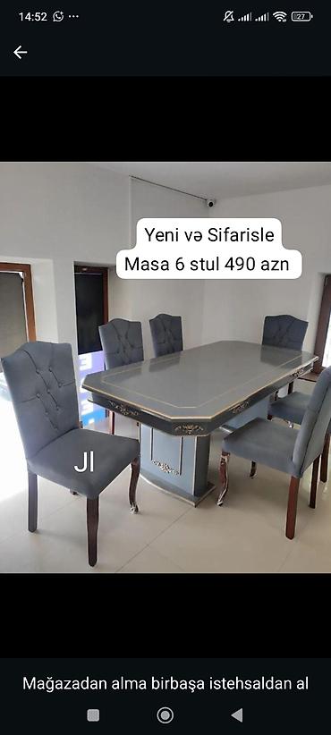 set mebel: Düz masa, Qonaq otağı üçün, 6 nəfər — 1