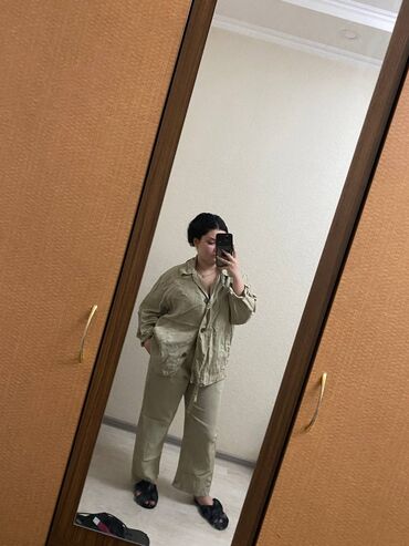 сама тык: Двойка из льна,на лето,самое то,бренд Зара подойдёт на l-xl цвет
