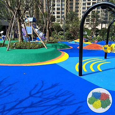 спортивный вещи: Покрытие для детских и спортивных площадок из цветной EPDM‑крошки - — 1