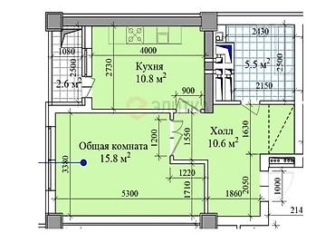 dostuk: 1 комната, 45 м², Технопарк Элитка, 12 этаж, ПСО (под самоотделку) — 7