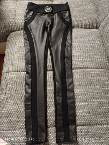 pantalone za zimu zenske: Cotton, color - Black, Single-colored