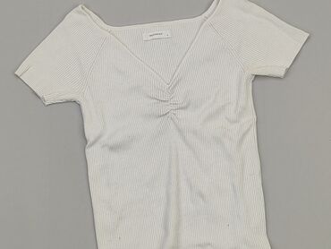 białe t shirty damskie w serek: T-shirt, Reserved, L, stan - Dobry