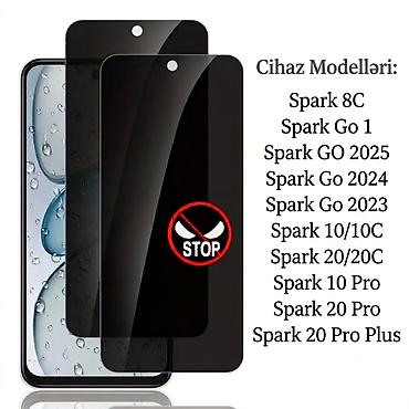 spark 10: Məxfilik funksiyalı qoruyucu şüşə (privacy screen protector) Uyğunluq — 1