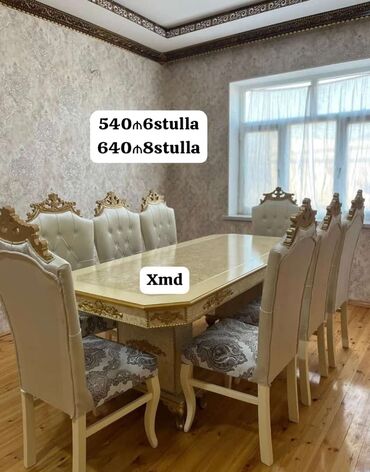 restoran stol stul satisi: Для кухни, Для гостиной, Новый, Нераскладной, Прямоугольный стол, 6 стульев