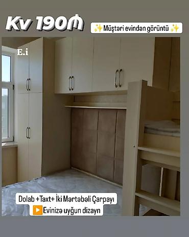 mebel alan: Kvadratmetr üzrə mebel dizaynı – Kv 190₼ • Layihə: Dolab + taxt + iki — 1
