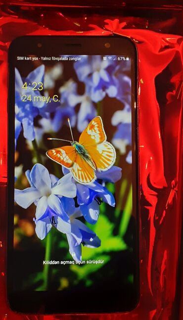 samsung s9 plus: Samsung Galaxy J4 Plus, 32 GB, rəng - Qırmızı, Sensor, Face ID