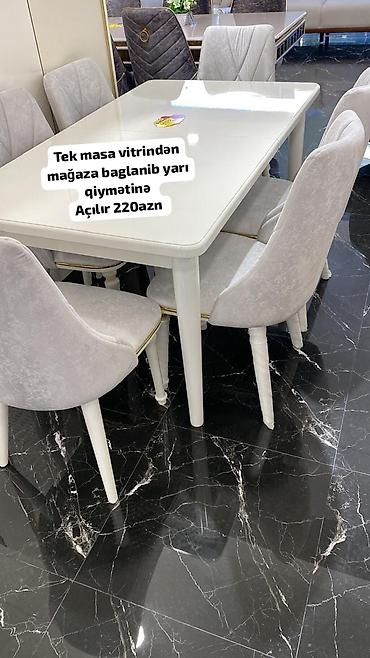 Açılan yemək masası – vitrindən - Rəng: ağ, parlaq səth - Forma