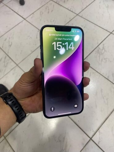 aple 14: IPhone 14, 128 GB, Midnight, Zəmanət, Face ID