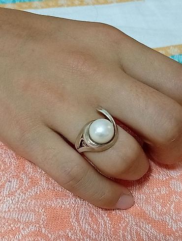 серебряный перламутр: Серебряное кольцо с жемчугом - Материал: серебро (визуально белый — 3