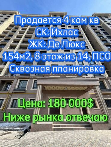 Продажа домов: 4 комнаты, 154 м², Элитка, 8 этаж, ПСО (под самоотделку)