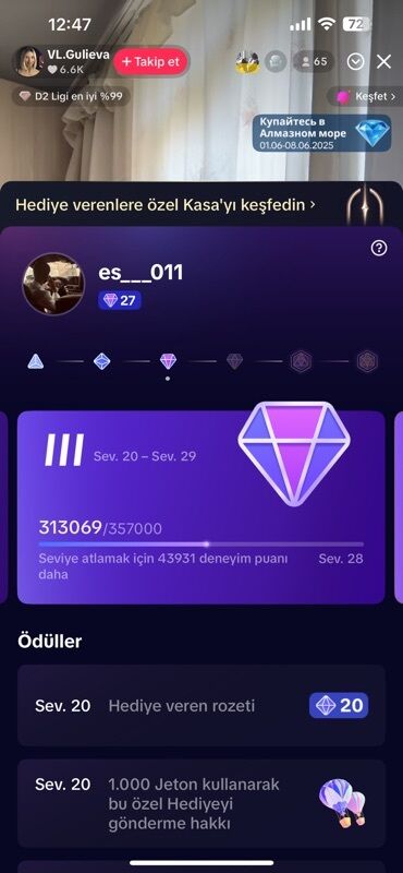 Digər mebel: 27 level tiktok hesabı satılır