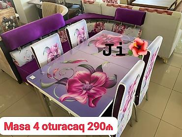 “Masa 4 oturacaq 290₼” - 4 nəfərlik masa və stul dəsti - Bənövşəyi