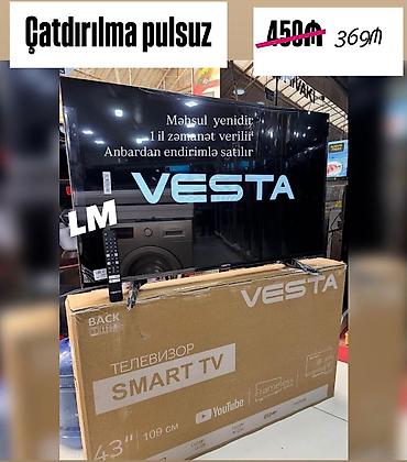 VESTA Smart TV – 43" (109 sm), frameless dizayn Xüsusiyyətlər: -