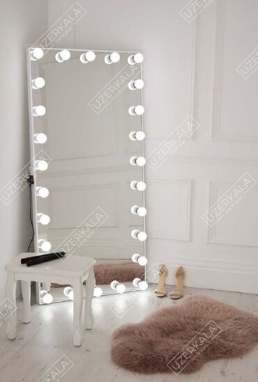 зеркало с подсветкой для макияжа: Безрамное зеркало в полный рост на роликах. Эпоха зеркал с рамой