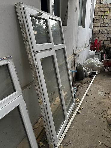 Eni 125sm Hundurluyu 182sm PVC pəncərə bloku - Material: ağ PVC