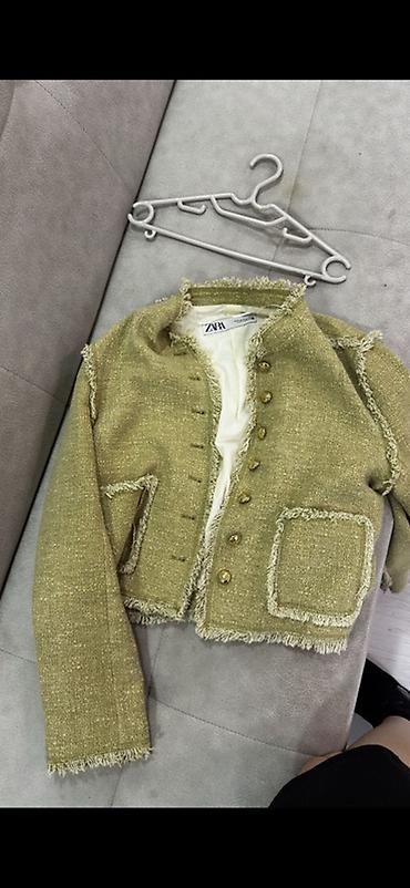 cins walvar: ZARA qadın jaketi – tweed üslubunda qısa model - Rəng: zeytun/yaşıl — 1
