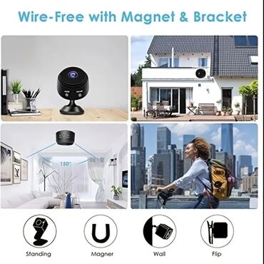 видеокамера: Mini Wi‑Fi Təhlükəsizlik Kamerası – maqnitli və dayaqlı