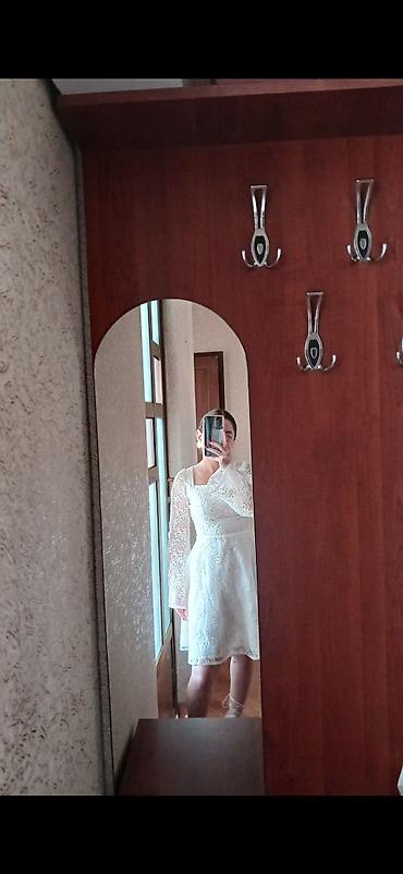 toy ucun paltar modelleri: Ağ rəngli zərif qız paltarı - Model: qollu astarlı, üstü tam olaraq — 2