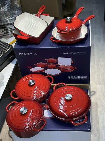 Наборы посуды: Набор чугунной посуды AIDEMA — Cast Iron Dutch Oven Set Все цвета — 1