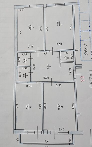 срочно продам квартиру в баку: 3 комнаты, 117 м², Элитка, 10 этаж, Евроремонт