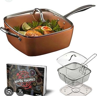 Kompleti posuđa: Višenamenska kvadratna šerpa / duboki tiganj modernog dizajna, idealna — 9