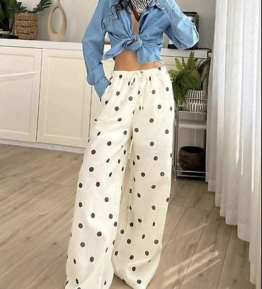 ženske pantalone: Ženske pantalone širokog kroja sa tufnama,kvalitetne. - Model: ravne — 1