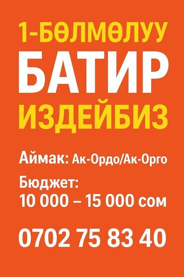 частный дом посуточно: Ищем однокомнатную квартиру в районах Ак-Ордо или Ак-Орго. Готовы