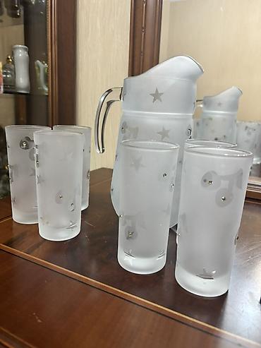 Komplekt: 1 ədəd sürahi + 6 ədəd hündür stəkan
Karopkası yoxdur
