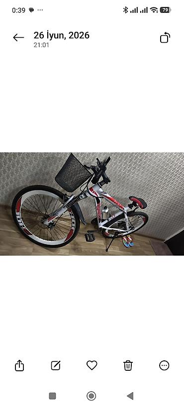 Velosiped – dağ/şose tipli, 26” təkərli - Rəng: ağ-qırmızı-qara dizayn