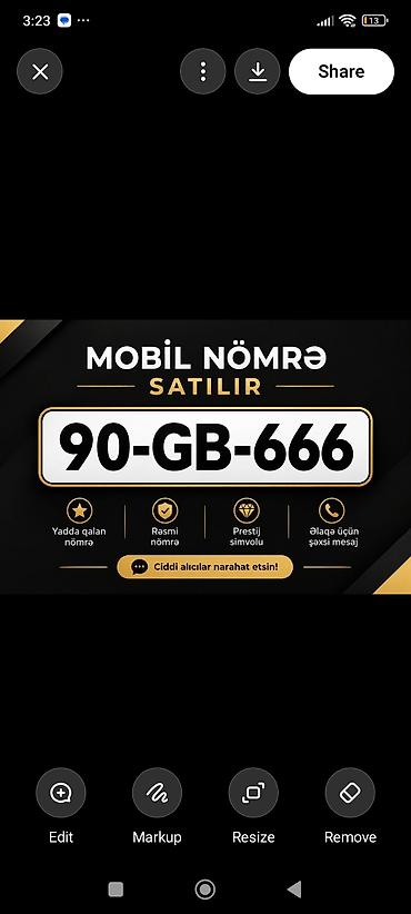 nar nomre almaq: Məhsul:masin nomreler “90-GB-666” Xüsusiyyətlər: - Yadda qalan, asan — 1
